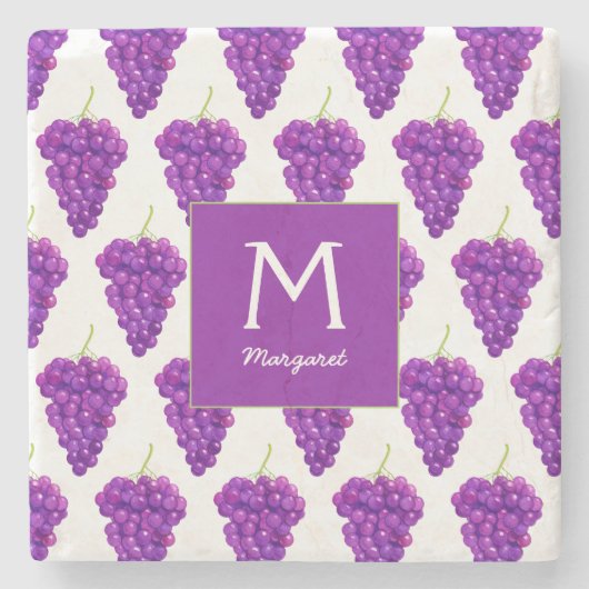 Paarse druiven  fruitpatroon stenen onderzetter (Voorkant)