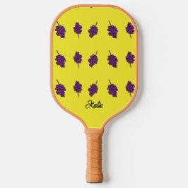 Paarse druiven gepersonaliseerd geel pickleball paddle
