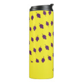 Paarse druiven gepersonaliseerd geel thermosbeker (Gedraaid links)