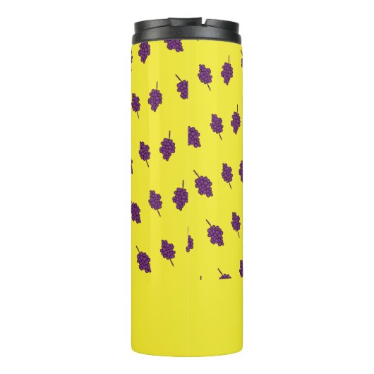 Paarse druiven gepersonaliseerd geel thermosbeker (Achterkant)
