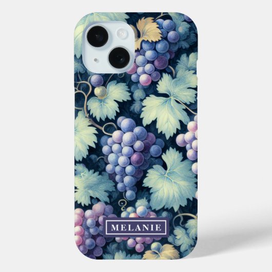 Paarse druiven Groene bladeren Gepersonaliseerd Case-Mate iPhone Case (Achterkant)