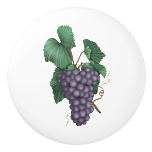 Paarse druiven keramische knop (Voorkant)