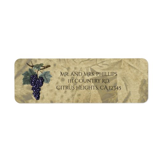 Paarse Druiven Landelijke Vintage Etiket (Voorkant)