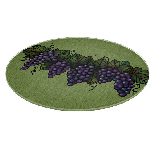 Paarse druiven, liefst ronddraaiend, glazen snijvl snijplank (Hoek)