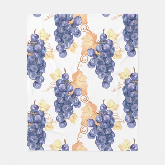 Paarse druiven naadloos op een wit geïsoleerd b fleece deken (Voorkant)