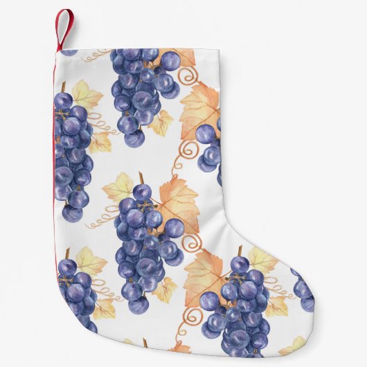 Paarse druiven naadloos op een wit geïsoleerd b kleine kerstsok (Voorkant)