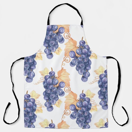 Paarse druiven naadloos op een wit geïsoleerd b schort (Voorkant)