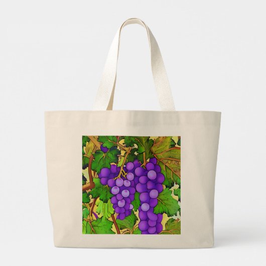 Paarse druiven op de Grapevine Grote Tote Bag (Achterkant)