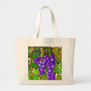 Paarse druiven op de Grapevine Grote Tote Bag