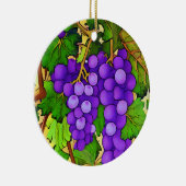 Paarse druiven op de Grapevine Keramisch Ornament (Rechts)