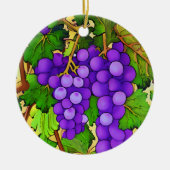 Paarse druiven op de Grapevine Keramisch Ornament (Voorkant)