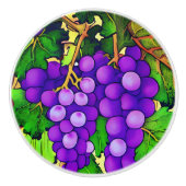 Paarse druiven op de Grapevine Keramische Knop (Voorkant)