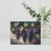 Paarse druiven op de wijnstok olieverfschilderij briefkaart (Staand voorkant)