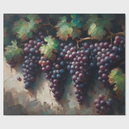 Paarse druiven op de wijnstok olieverfschilderij cadeaupapier (Vlak)