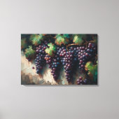 Paarse druiven op de wijnstok olieverfschilderij canvas afdruk (Voorkant)