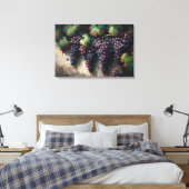 Paarse druiven op de wijnstok olieverfschilderij canvas afdruk (Insitu (Slaapkamer))