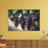 Paarse druiven op de wijnstok olieverfschilderij canvas afdruk (Insitu (Woonkamer))