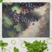 Paarse druiven op de wijnstok olieverfschilderij theedoek (Gevouwen)