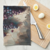 Paarse druiven op de wijnstok olieverfschilderij theedoek (Quarter Fold)