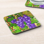 Paarse druiven op een wijnstok bier onderzetter (Linkerzijde)