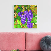 Paarse druiven op een wijnstok canvas afdruk (Insitu (Woonkamer))