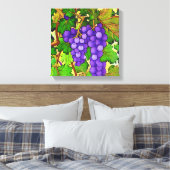 Paarse druiven op een wijnstok canvas afdruk (Insitu (Slaapkamer))
