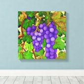 Paarse druiven op een wijnstok canvas afdruk (Insitu (Houten vloer))