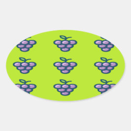 Paarse druiven op groen ovale sticker