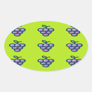 Paarse druiven op groen ovale sticker