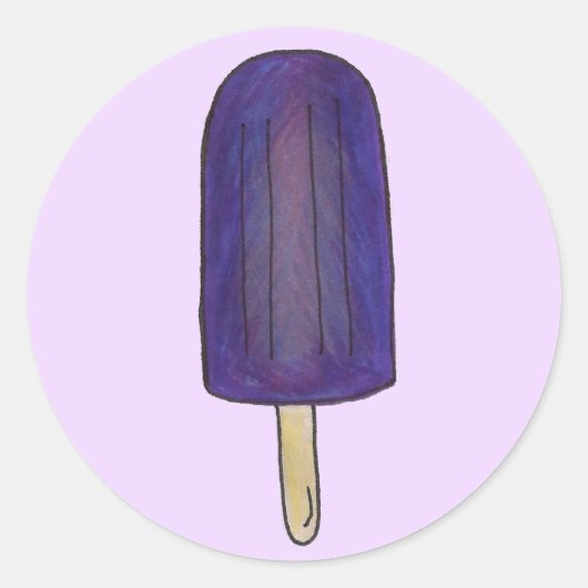 Paarse druiven Popsicle Pop Ice Lolly Sweet Lollie Ronde Sticker (Voorkant)