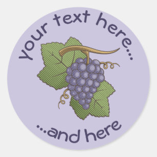 Paarse Druiven Ronde Sticker