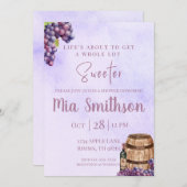 Paarse Druiven Themaparty Uitnodiging voor de Brui (Voorkant / Achterkant)