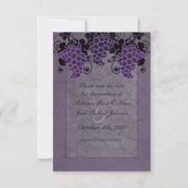 Paarse Druiven Vintage Trouwkaart Opslaan de Datum Save The Date
