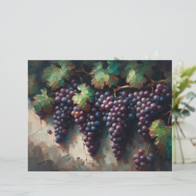 Paarse Druiven Wijnstolie Schilderij Scrapbook Pap (Staand voorkant)