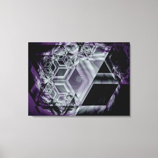 Paarse druk op verdraaid canvas afdruk (Voorkant)