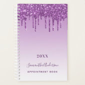 Paarse druppels lavendel monogram naam planner (Voorkant)