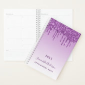 Paarse druppels lavendel monogram naam planner (Display)