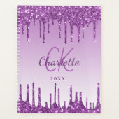 Paarse druppels paarse monogram 2027 planner (Voorkant)