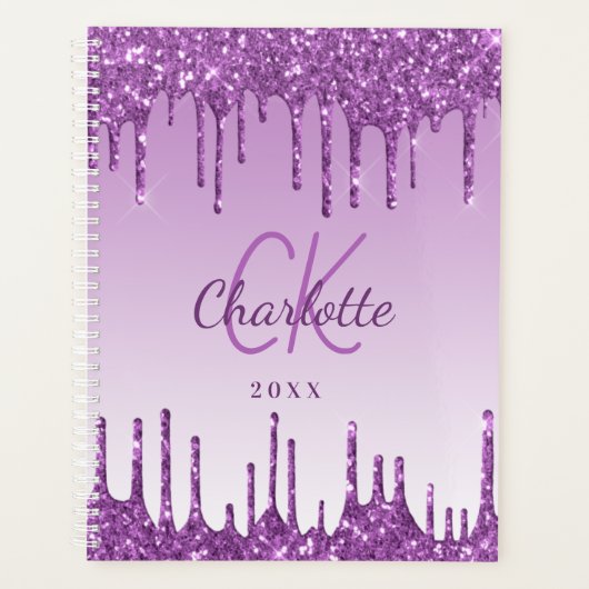 Paarse druppels violet monogram 2026 planner (Voorkant)
