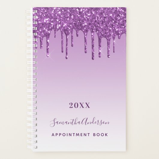 Paarse druppels violet monogram naam 2025 planner (Voorkant)