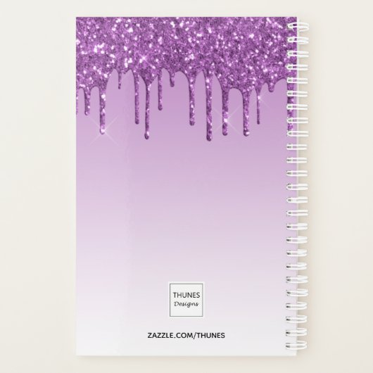 Paarse druppels violet monogram naam 2025 planner (Achterkant)