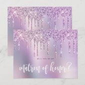 Paarse druppels worden mijn eerbetoon. uitnodiging briefkaart (Voorkant / Achterkant)