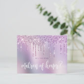 Paarse druppels worden mijn eerbetoon. uitnodiging briefkaart (Staand voorkant)