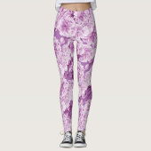 Paarse dubbele bloesem bloem leggings (Voorkant)