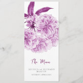 Paarse Dubbele Bloesem Bloemen Trouwmenu Menu (Voorkant)