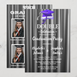 Paarse dubbele Celebratie Afstudeerfeest 4 foto Kaart