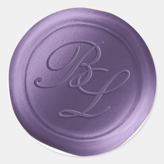 Paarse Dubbele Monogram Faux Wax Seal Stickers (Voorkant)