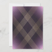 Paarse dubbele monogram Geometric Gold Wedding Kaart (Achterkant)