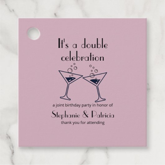 Paarse Dubbele Verjaardag Bedankjes Labels (Voorkant)