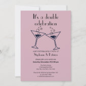 Paarse Dubbele Verjaardag Kaart (Voorkant)